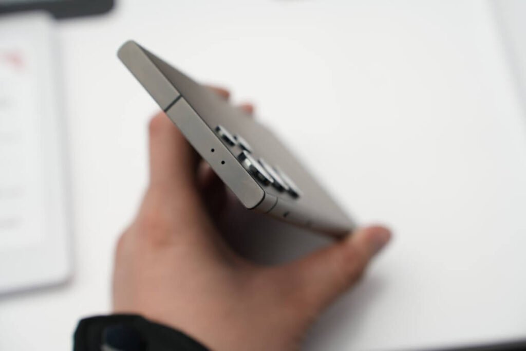 Close-up of Samsung Galaxy S24 Ultra edges, showcasing sleek design.